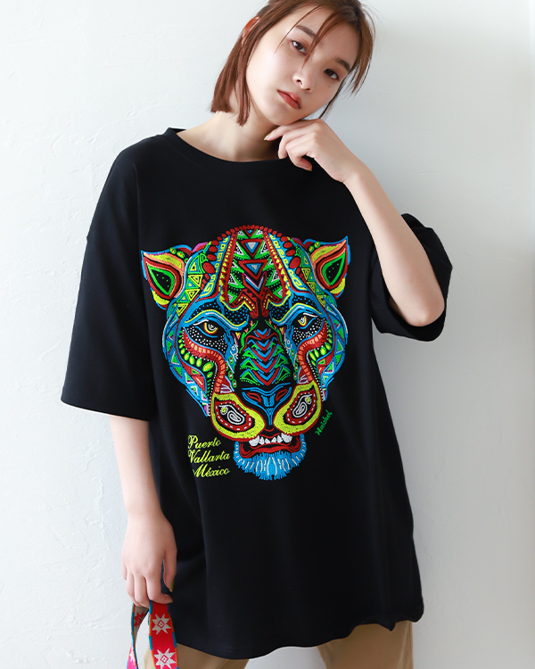 美品　Karani・Art  カラニアート　メキシコ製　マスクプリント　Tシャツ
